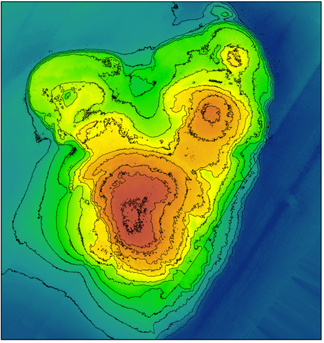 A 3D map of a fossil coral reef off the coast of Texas that records rapid pulses of sea level rise. Image Courtesy P. Khanna/Rice University